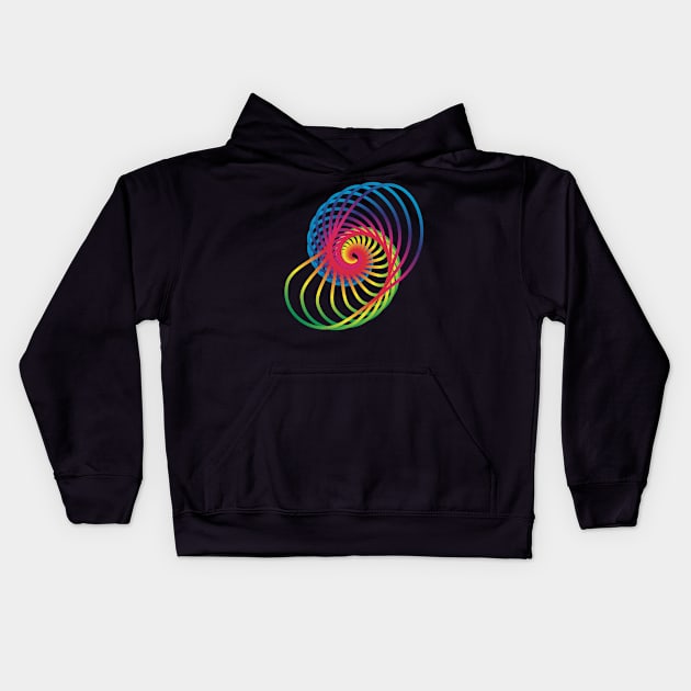 abstract multicolor spiral snail in black Kids Hoodie by desingmari